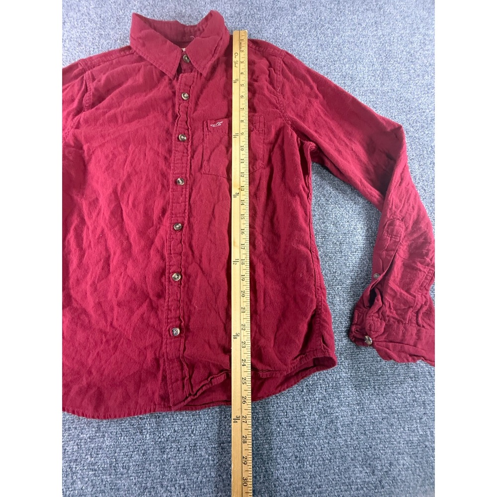 Y2K Hollister Womens Small Red Flannel Button Down Long Sleeve Seagull Logo - Picture 5 of 6